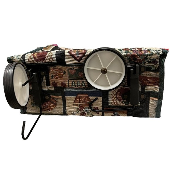 Vintage Home Sweet Home Tapestry Print Collapsible Tote Bag w/ Wheels - Picture 5 of 7